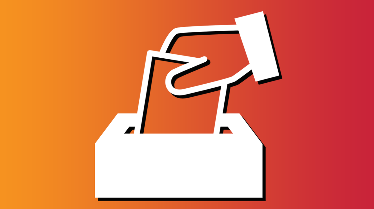 Graphic of a hand placing a ballot in a box