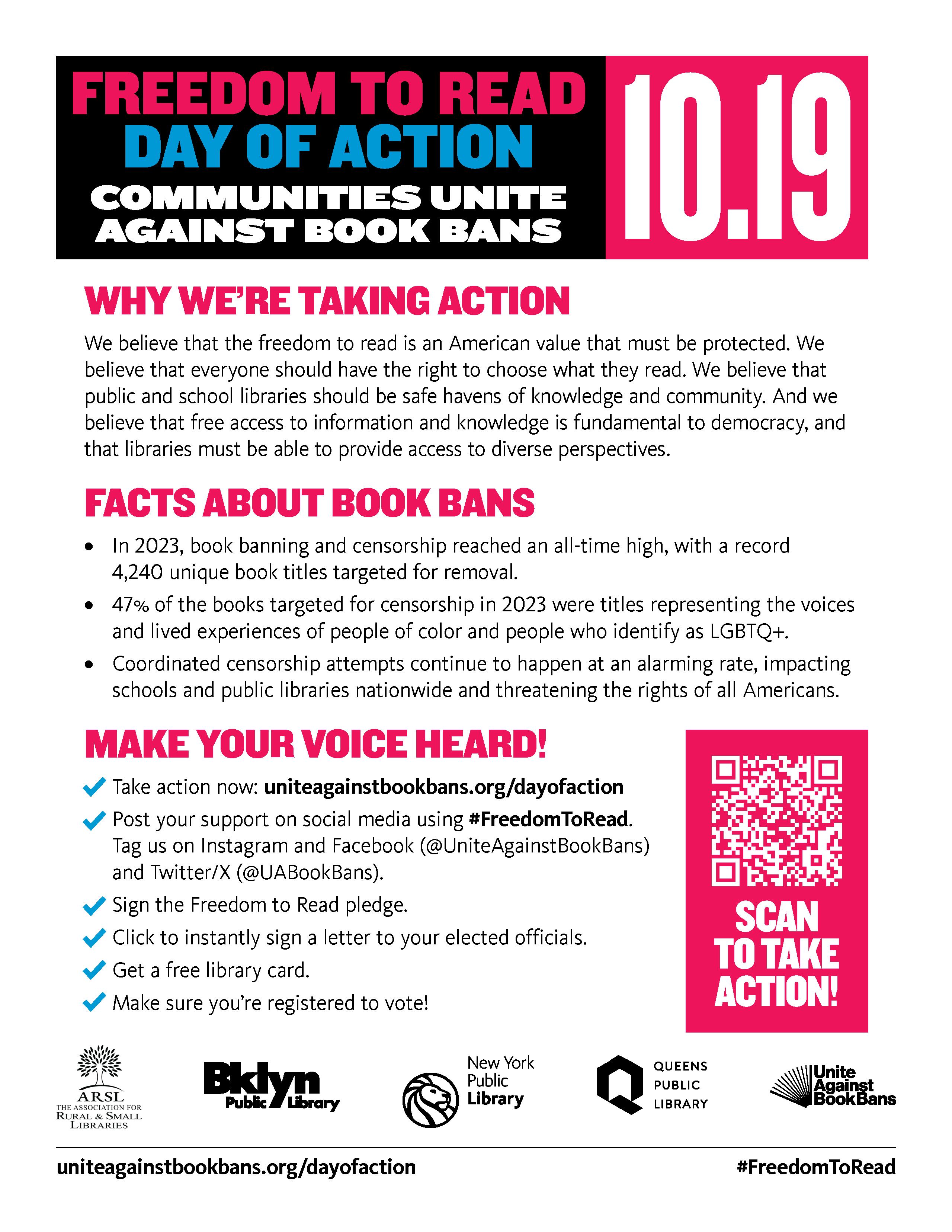 Freedom to Read Day of Action info sheet