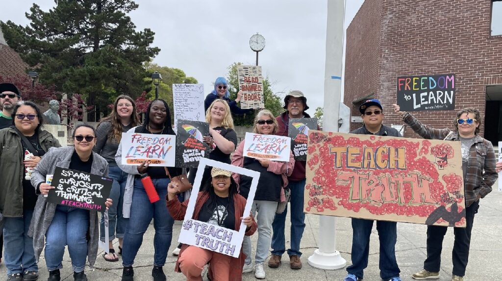 Teach Truth Day of Action supporters attending an event in Oakland, CA.