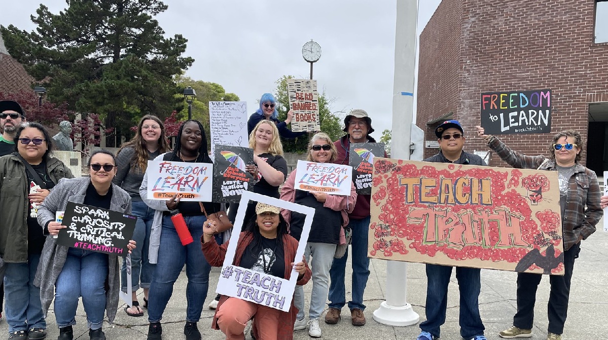 Teach Truth Day of Action supporters attending an event in Oakland, CA.