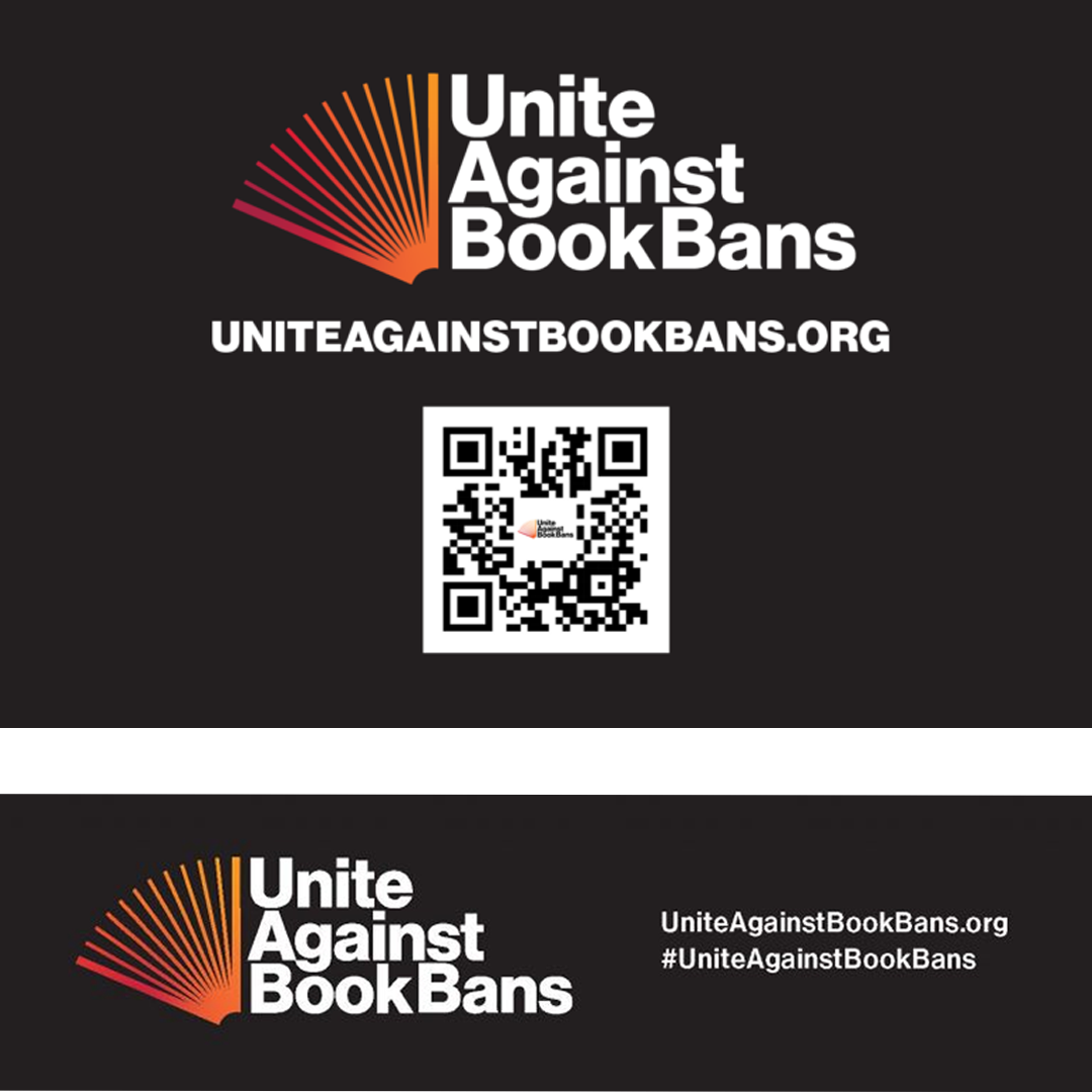 Black Unite Against Book Bans rally sign and bookmark.
